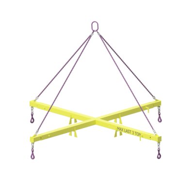 Cross spreader with 4-legged sling
