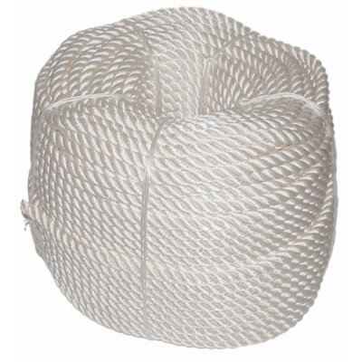 Very strong synthetic 3-strand white nylon/fibre rope with excellent shock absorption properties.