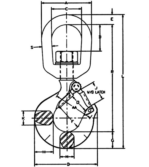 Crosby L-322 AN and L-322 CN Swivel Hook blueprint