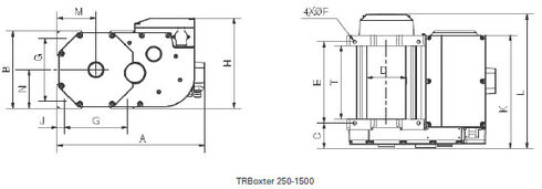 Electric winch TRBoxter BT 1-speed 250 kg to 1500 kg blueprint
