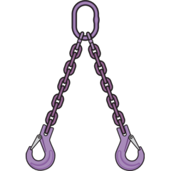 Élingue chaîne 2 brins avec crochets avec linguet Grade 100