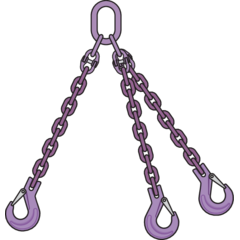 Élingue chaîne 3 brins avec crochets avec linguet Grade 100
