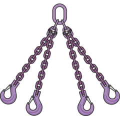 Élingue chaîne 4 brins avec crochets avec linguet Grade 100