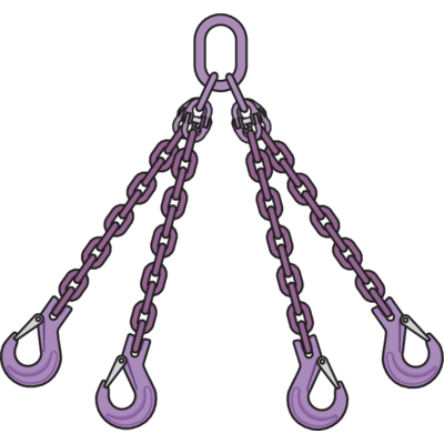 Ketting 4-sprong klephaken Gr10