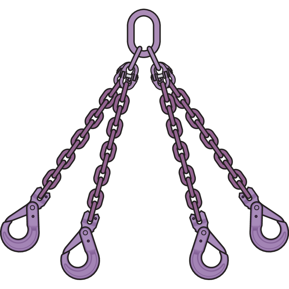 Ketting 4-sprong veiligheidshaken Gr10