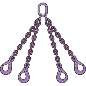 Ketting 4-sprong veiligheidshaken Gr10