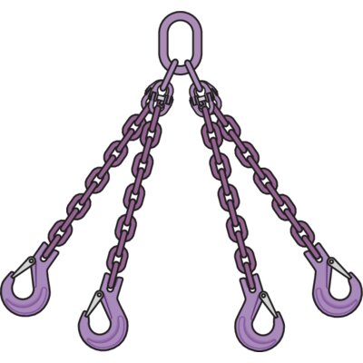 Ketting 4-sprong klephaken Gr10