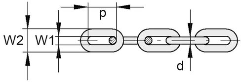 Drawing of the short Link Lifting Chain POWERTEX PSL Grade 8 Drawing of the short Link Lifting Chain POWERTEX PSL Grade 8