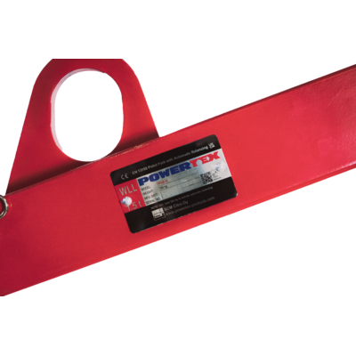 Marking plate for pallet fork with automatic balancing Marking plate for pallet fork with automatic balancing