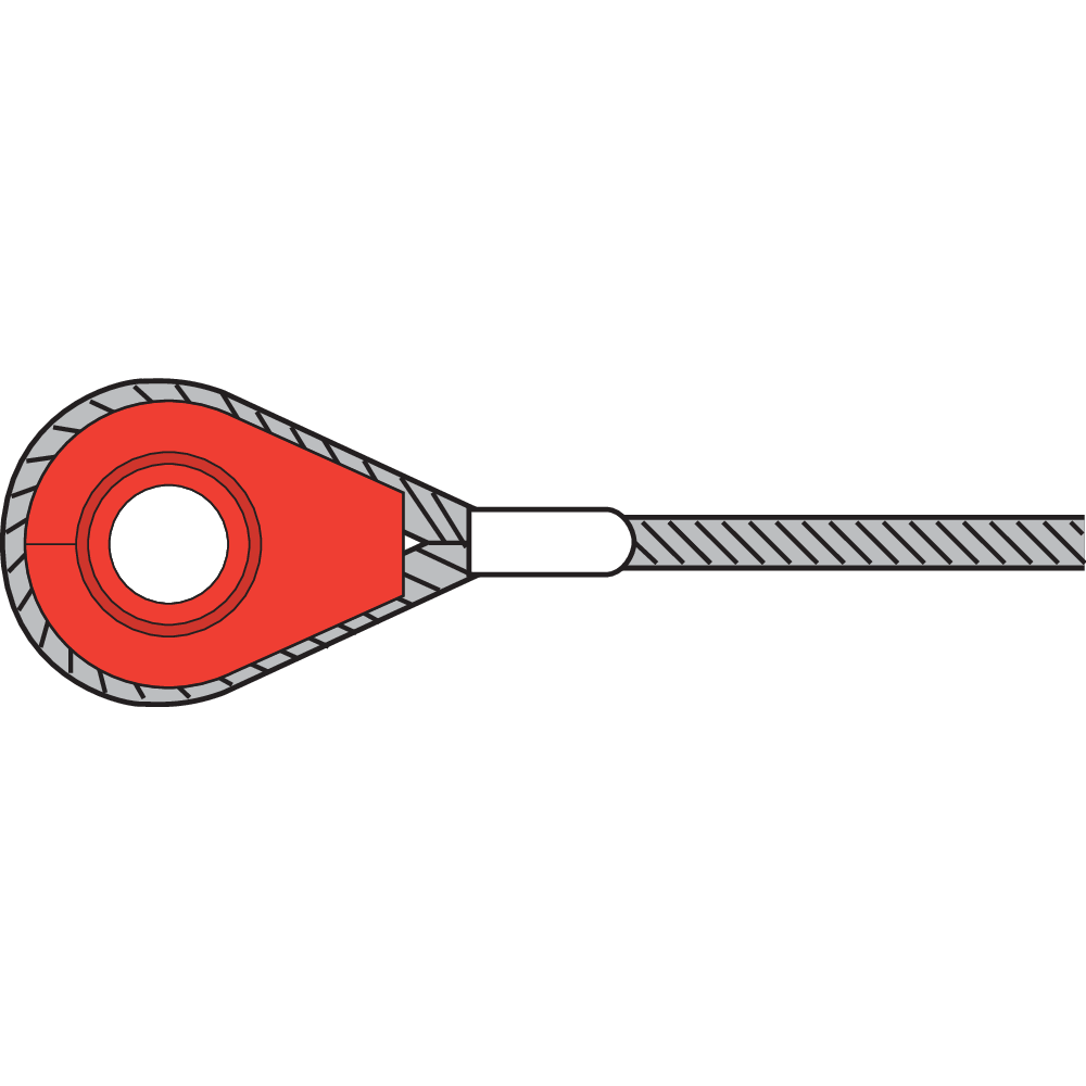 Spliced eye with ferrule and solid thimble