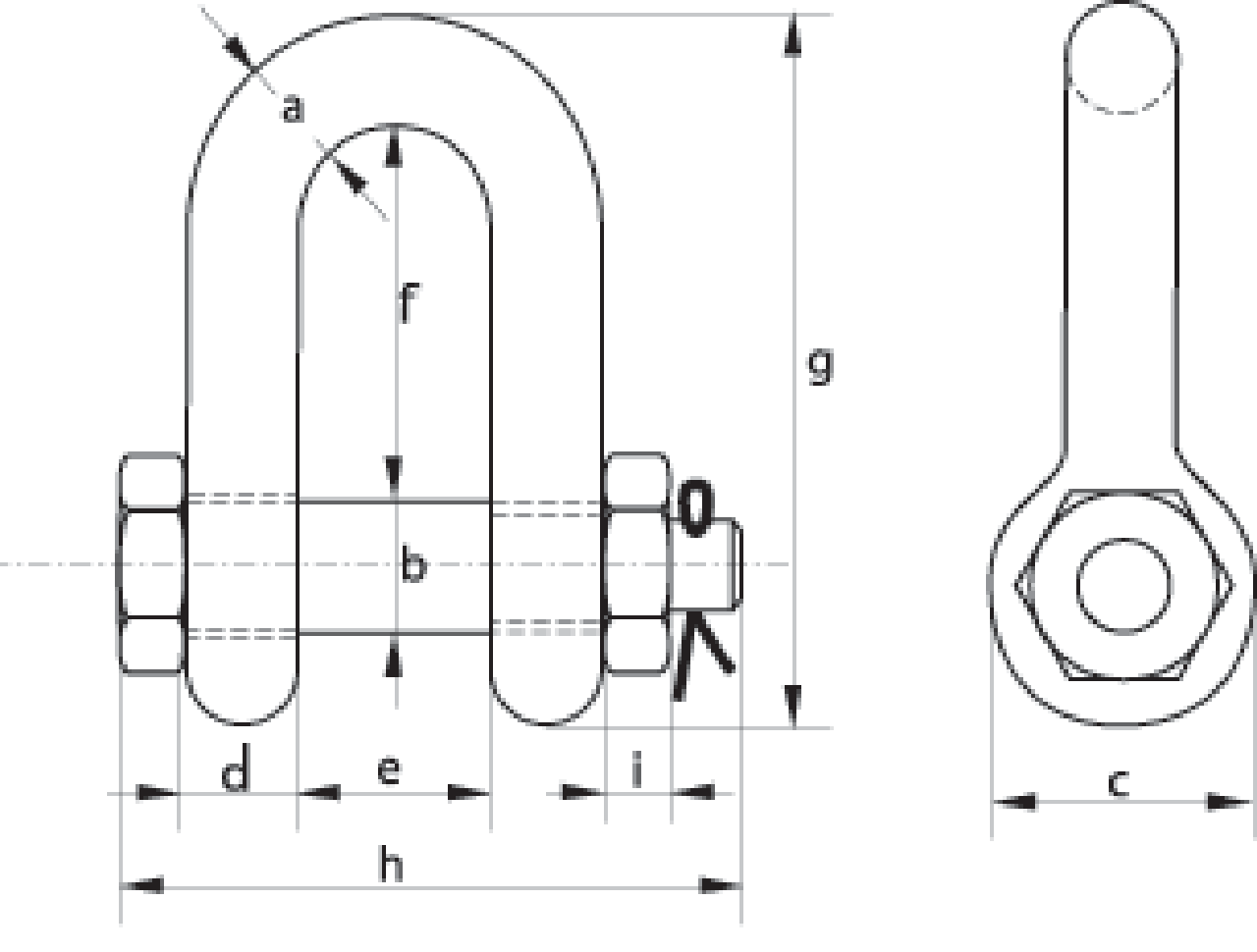 Dee Shackles with Safety Bolt G-4153 drawing