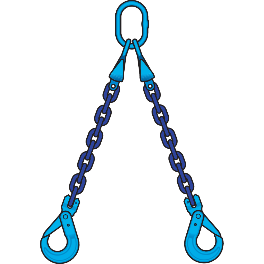POWERTEX Ketting 2-sprong met veiligheidshaken en inkorthaken  Gr10 
