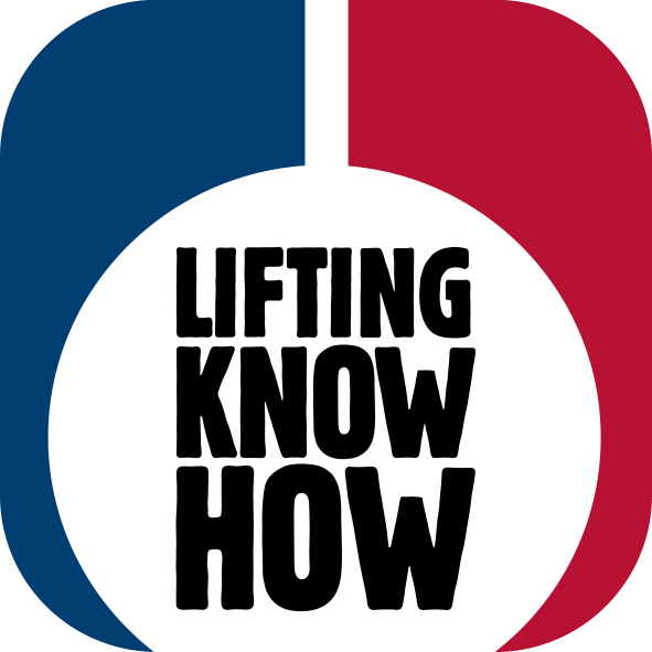 The Logo for Certex and Blue and Red shape with Lifting Know How text in the middle